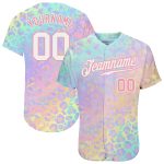 Personalized Leopard Print Baseball Jersey | Custom Name & Number | White Medium Pink 3D Pattern Design Personalized White