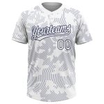 Custom Name and Number Unisex Softball Jersey - Personalized 3D Pattern White Navy Two-Button Design Personalized White White-Navy
