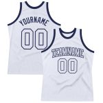 Custom Name Number Basketball Jersey - Personalized White Navy Authentic Throwback Jersey Personalized White White-Navy Authentic