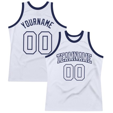 Custom Name Number Basketball Jersey - Personalized White Navy Authentic Throwback Jersey Personalized White White-Navy Authentic