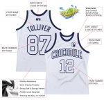 Custom Name Number Basketball Jersey - Personalized White Navy Authentic Throwback Jersey Personalized White White-Navy Authentic
