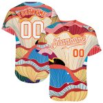 Custom Name Number Personalized 3D Floral Pattern Baseball Jersey White Orange Design Authentic Team Apparel Personalized