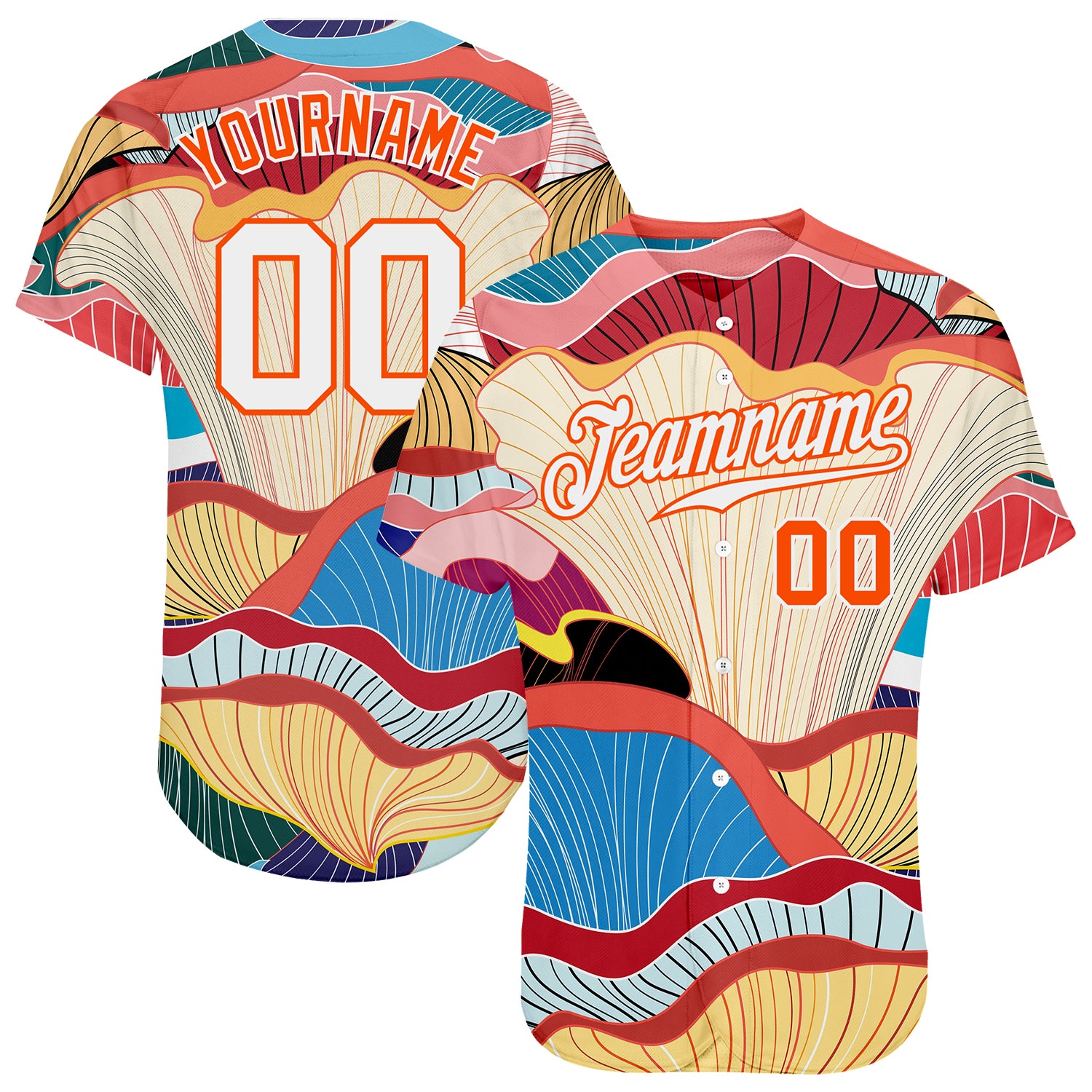 Custom Name Number Personalized 3D Floral Pattern Baseball Jersey White Orange Design Authentic Team Apparel Personalized