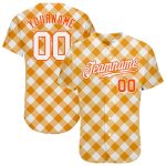 Custom Orange Plaid 3D Pattern Authentic Baseball Jersey for Team - Personalized with Name and Number Personalized White