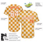 Custom Orange Plaid 3D Pattern Authentic Baseball Jersey for Team - Personalized with Name and Number Personalized White
