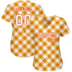 Custom Orange Plaid 3D Pattern Authentic Baseball Jersey for Team - Personalized with Name and Number Personalized White