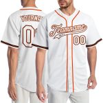 Custom Name and Number Personalized Authentic Baseball Jersey - White and Orange Team Jersey Personalized White White-Orange