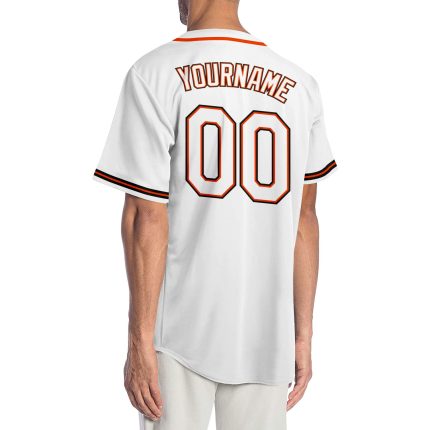 Custom Name and Number Personalized Authentic Baseball Jersey - White and Orange Team Jersey Personalized White White-Orange