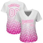 Custom Name and Number Authentic Baseball Jersey - Personalized White-Pink 3D Pattern Design Personalized White White-Pink