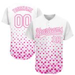 Custom Name and Number Authentic Baseball Jersey - Personalized White-Pink 3D Pattern Design Personalized White White-Pink