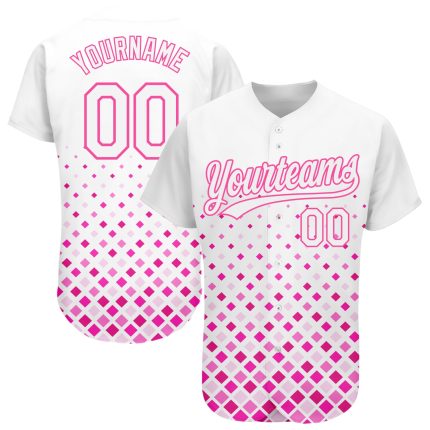 Custom Name and Number Authentic Baseball Jersey - Personalized White-Pink 3D Pattern Design Personalized White White-Pink