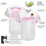 Custom Name and Number Authentic Baseball Jersey - Personalized White and Pink Team Jersey Personalized White White-Pink