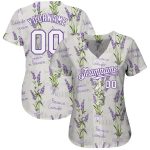 Custom Lavender 3D Pattern Baseball Jersey - Personalized White and Purple with Team Name and Number Personalized White White-Purple