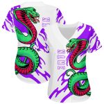Custom Personalized 3D Snake Baseball Jersey with White and Purple Design - Team Name and Number Personalized White White-Purple