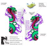Custom Personalized 3D Snake Baseball Jersey with White and Purple Design - Team Name and Number Personalized White White-Purple