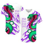 Custom Personalized 3D Snake Baseball Jersey with White and Purple Design - Team Name and Number Personalized White White-Purple