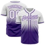 Custom Name Number Baseball Jersey - Personalized White Purple Authentic Fade Fashion Team Jersey Personalized White White-Purple