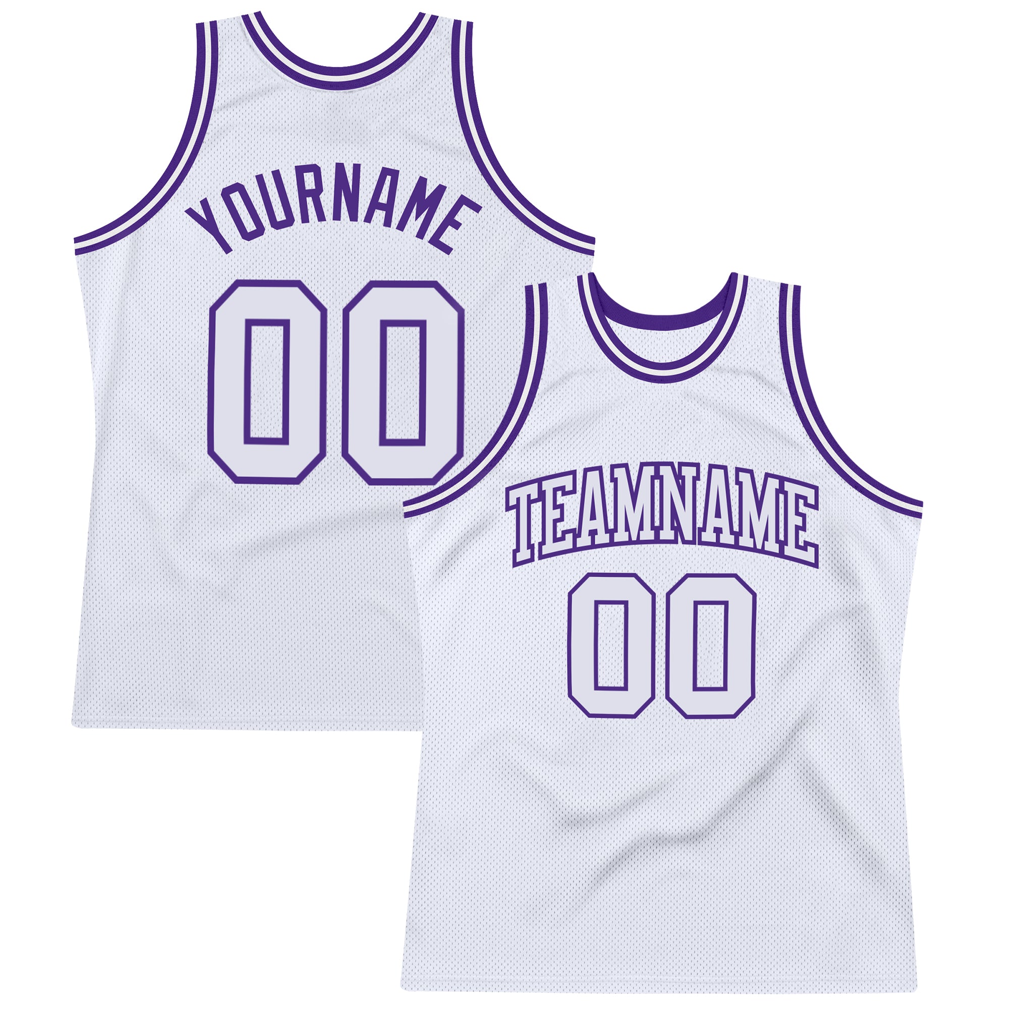 Custom Name and Number Personalized Authentic Throwback Basketball Jersey - White/Purple Team Jersey Personalized White White-Purple