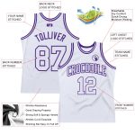 Custom Name and Number Personalized Authentic Throwback Basketball Jersey - White/Purple Team Jersey Personalized White White-Purple