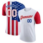 Custom Name and Number 3D American Flag T-Shirt - Personalized White Red Performance Tee Personalized White White-Red 3D