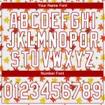 Custom Name and Number Personalized 3D Pattern Autumn Leaves Baseball Jersey - White and Red Design Personalized White White-Red