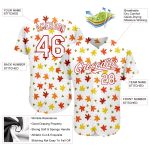 Custom Name and Number Personalized 3D Pattern Autumn Leaves Baseball Jersey - White and Red Design Personalized White White-Red