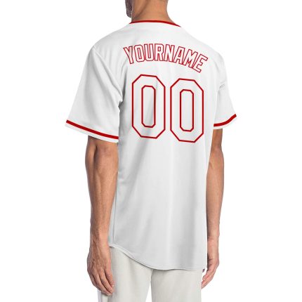 Personalized Custom Name Number Baseball Jersey Red White Authentic Team Apparel Personalized White White-Red Authentic Baseball