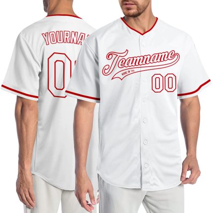 Personalized Custom Name Number Baseball Jersey Red White Authentic Team Apparel Personalized White White-Red Authentic Baseball