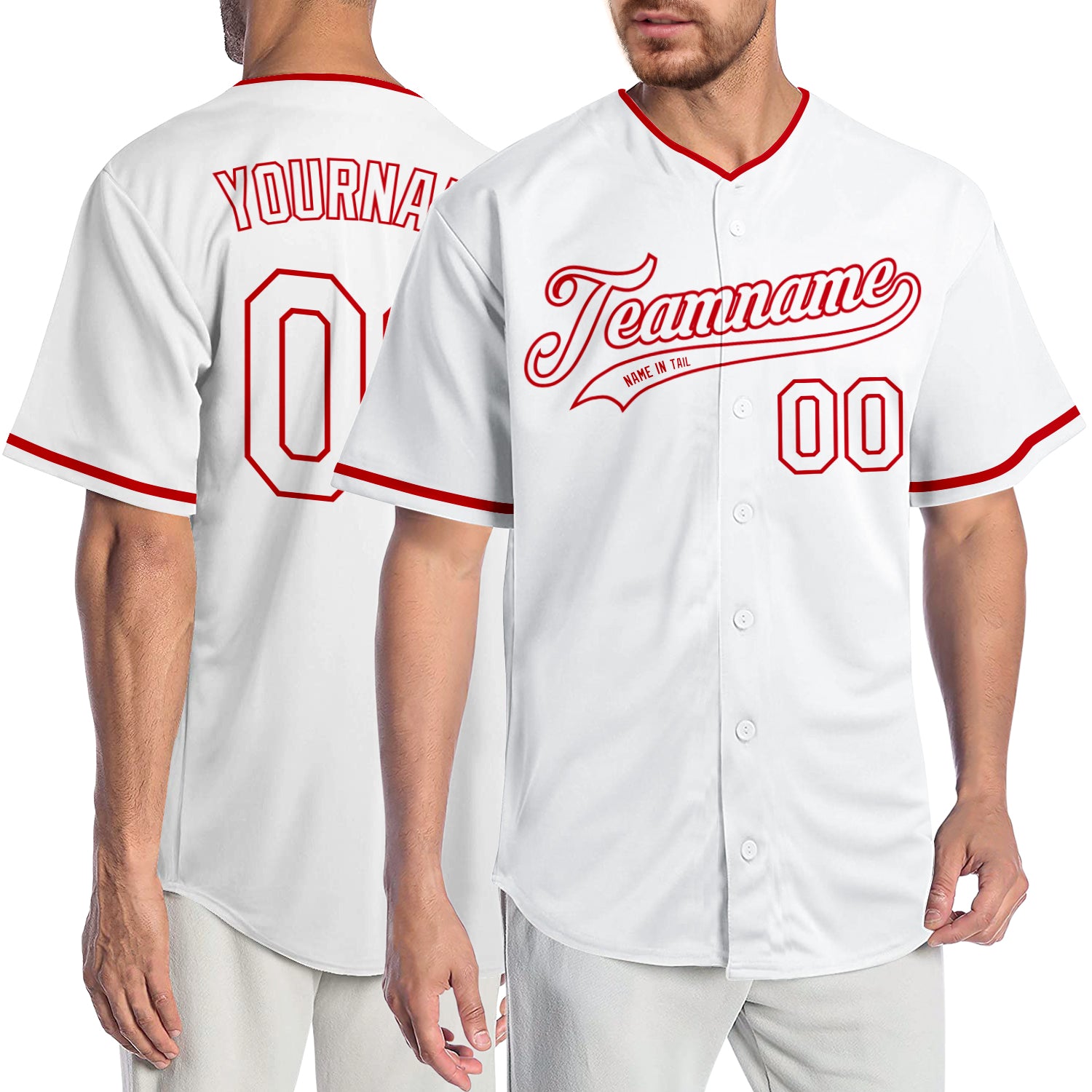 Personalized Custom Name Number Baseball Jersey Red White Authentic Team Apparel Personalized White White-Red Authentic Baseball