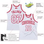 Custom Name and Number Personalized Authentic Throwback Basketball Jersey - White Red Design Personalized White White-Red
