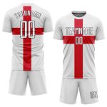 Custom Great Britain Flag Soccer Jersey with Personalized Name and Number - Red and Black Sublimation Uniform Personalized