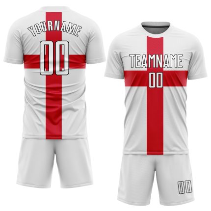 Custom Great Britain Flag Soccer Jersey with Personalized Name and Number - Red and Black Sublimation Uniform Personalized