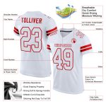 Personalized Custom Football Jersey with Team Name & Number - White Red Mesh Authentic Personalized White White-Red Mesh