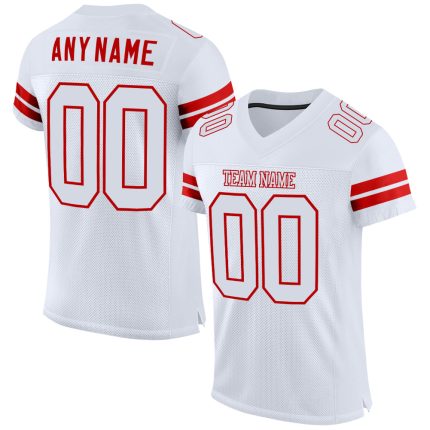 Personalized Custom Football Jersey with Team Name & Number - White Red Mesh Authentic Personalized White White-Red Mesh