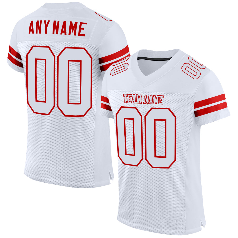 Personalized Custom Football Jersey with Team Name & Number - White Red Mesh Authentic Personalized White White-Red Mesh