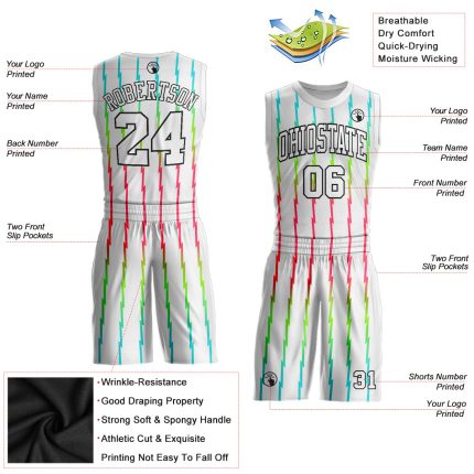 Custom Basketball Jersey with Name & Number in White-Red Round Neck, Personalized Team Suit Personalized White White-Red