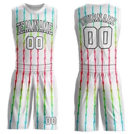 Custom Basketball Jersey with Name & Number in White-Red Round Neck, Personalized Team Suit Personalized White White-Red