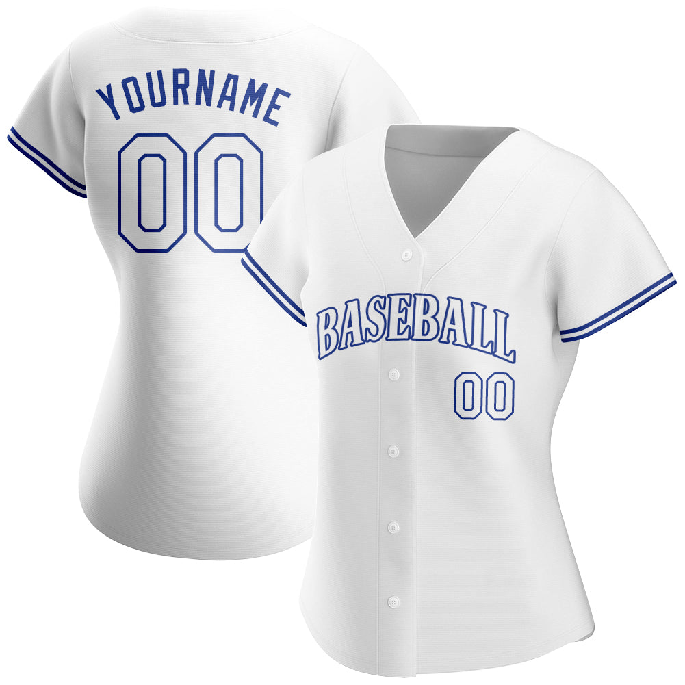 Personalized White White-Royal Authentic Baseball Jersey Team Custom Name and Number Custom Name and Number Personalized Baseball Jersey - White-Royal Authentic Team Jersey Personalized White White-Royal Authentic - Image 2