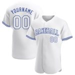 Custom Name and Number Personalized Baseball Jersey - White-Royal Authentic Team Jersey Personalized White White-Royal Authentic