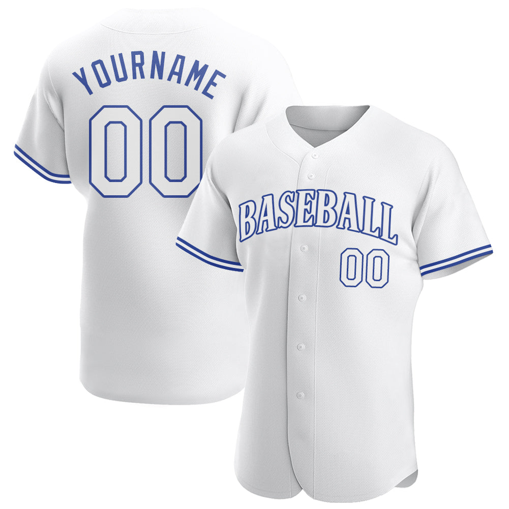 Custom Name and Number Personalized Baseball Jersey - White-Royal Authentic Team Jersey Personalized White White-Royal Authentic