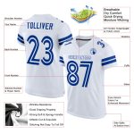 Custom Personalized Football Jersey with Name and Number - Authentic White-Royal Mesh Team Gear Personalized White White-Royal