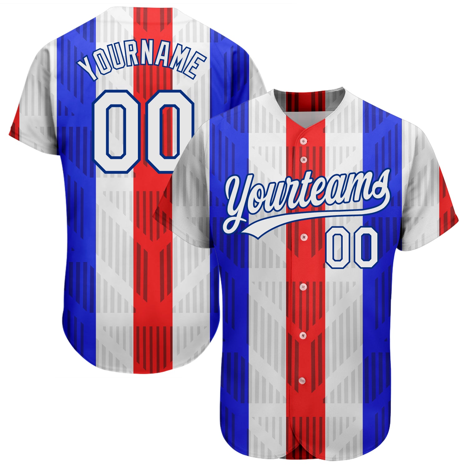 Custom Name and Number Baseball Jersey - Personalized Royal-Red 3D Pattern Authentic White Jersey Personalized White White