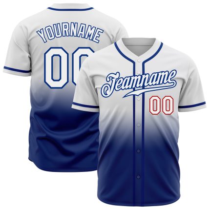 Personalized Authentic Fade Fashion Baseball Jersey with Custom Name and Number in Royal Red and White - Team Apparel Personalized