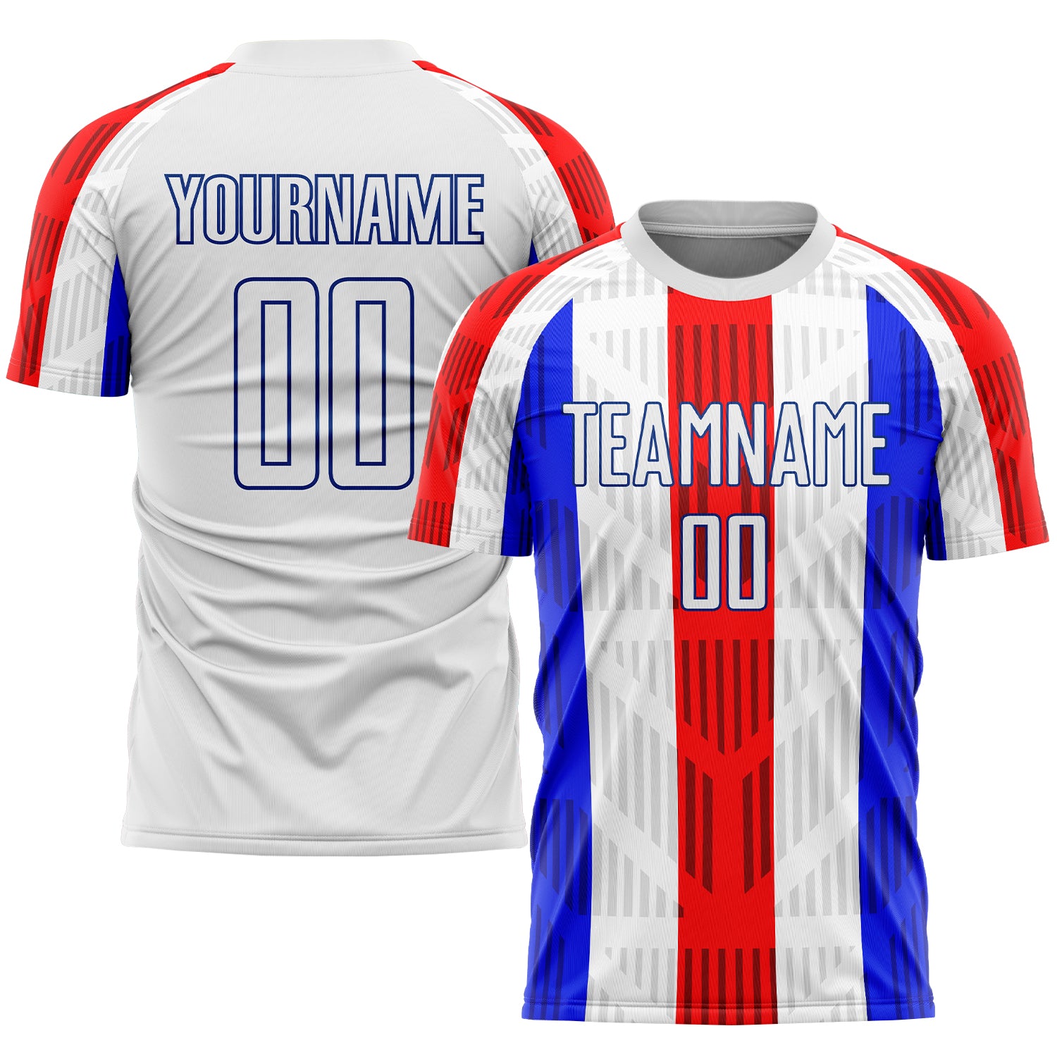 Custom Sublimation Soccer Jersey with Personalized Name & Number - White/Royal Team Uniform Personalized White White-Royal