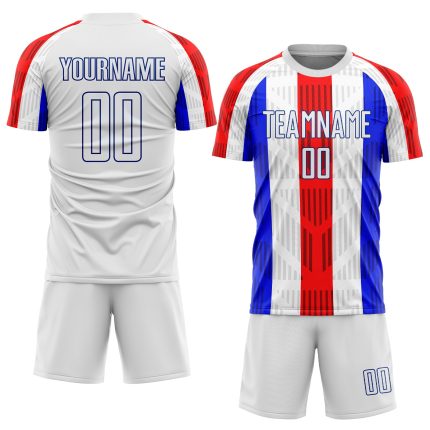 Custom Sublimation Soccer Jersey with Personalized Name & Number - White/Royal Team Uniform Personalized White White-Royal