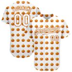 Custom Name Number Personalized White Texas Orange Halloween Pumpkins 3D Pattern Funny Faces Authentic Baseball Jersey Personalized
