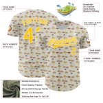Custom Name and Number Baseball Jersey - Personalized 3D Dog and Hawaii Palm Trees Design - White Yellow Team Apparel Personalized