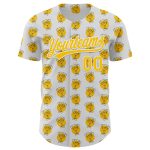 Custom Name Number Champion Baseball Jersey 3D Pattern Design Personalized White Yellow Team Personalized White Yellow 3D