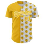 Personalized 3D Pattern Design Champion Trophy Baseball Jersey - White Yellow Authentic Personalized White Yellow 3D Pattern