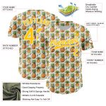 Custom Name and Number Personalized 3D Pineapple Pattern Baseball Jersey - White Yellow Design Personalized White Yellow